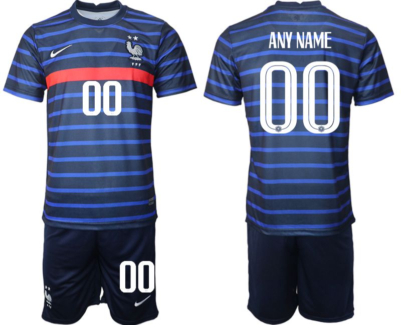 Men 2020-2021 European Cup France home blue customized Soccer Jersey->customized soccer jersey->Custom Jersey
